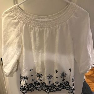 Off the shoulder white top